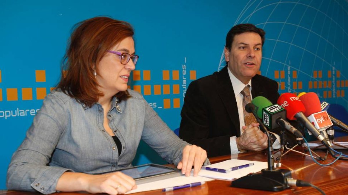 El presidente del PP de Palencia, Carlos Fernández Carriedo, valora en rueda de presa la situación económica-Ical