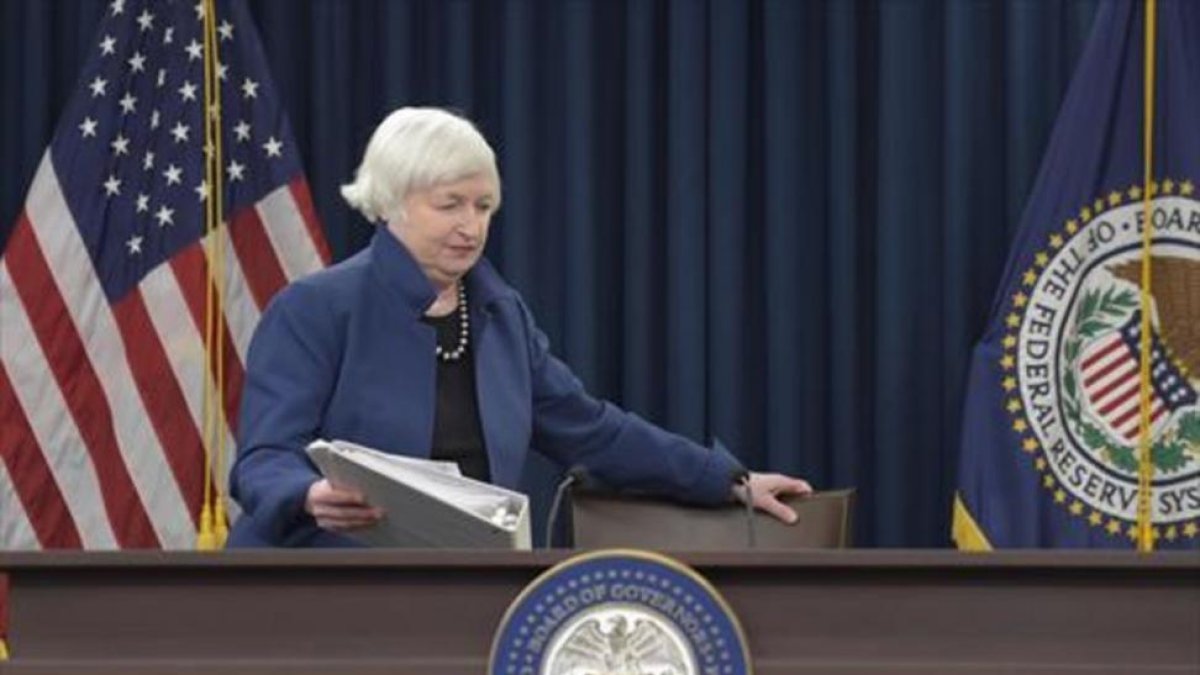 Janet Yellen, presidenta de la Reserva Federal, en una rueda de prensa, en Washington.-AP / SUSAN WALSH
