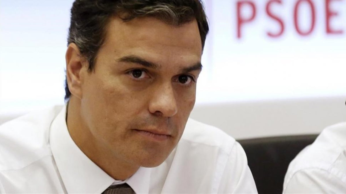 Pedro Sánchez en la reunión de la Ejecutiva del PSOE, antes de su encuentro con Mariano Rajoy.-SERGIO BARRENECHEA / EFE
