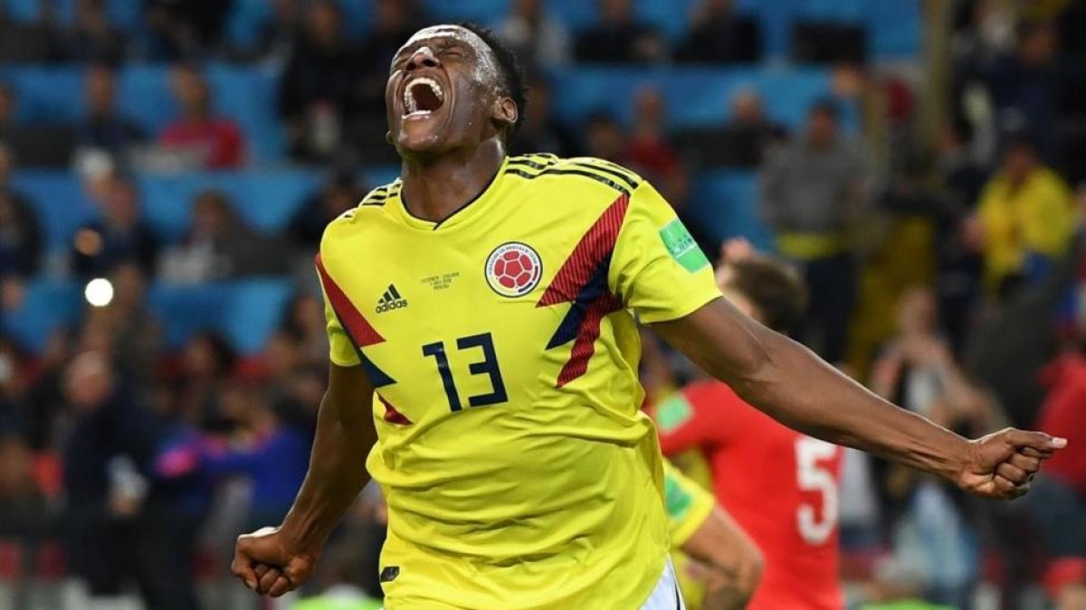 Mina celebra su gol a Inglaterra-YURI CORTEZ