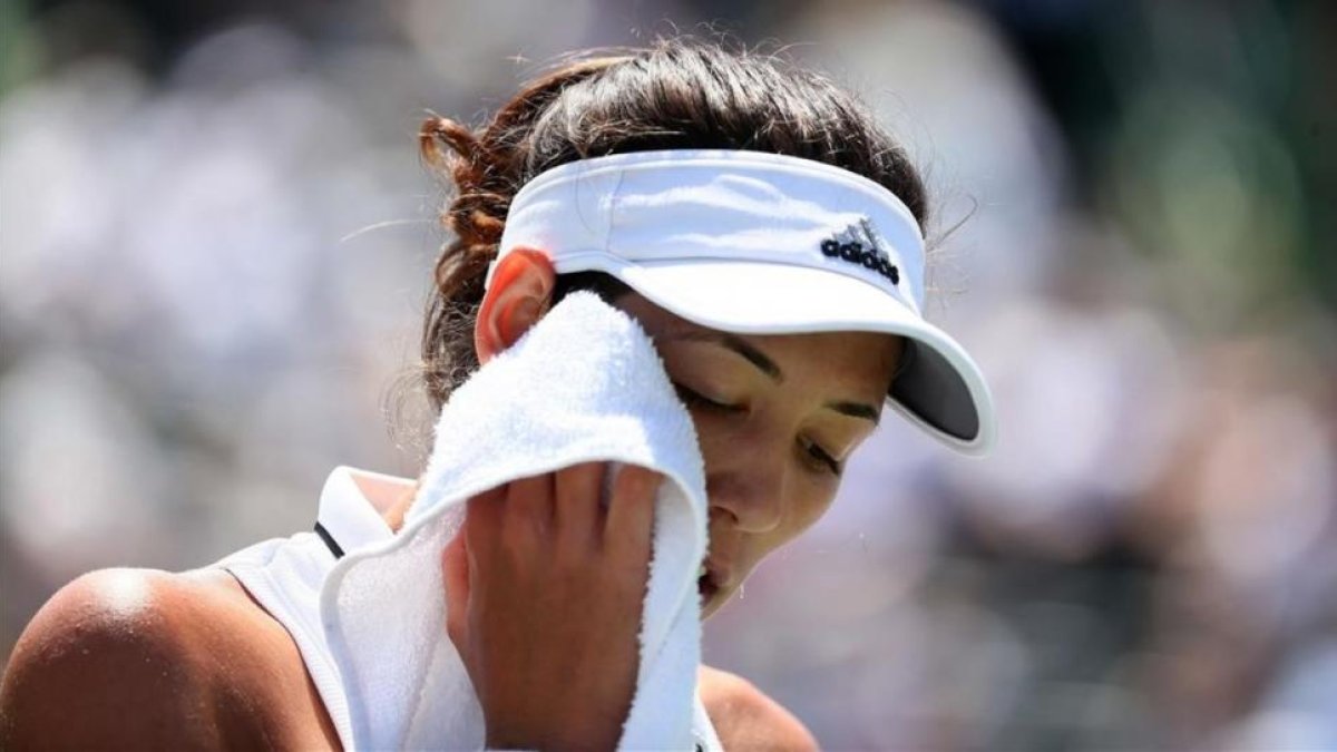 Garbiñe Muguruza, en el partido ante Wozniacki.-AL BELLO