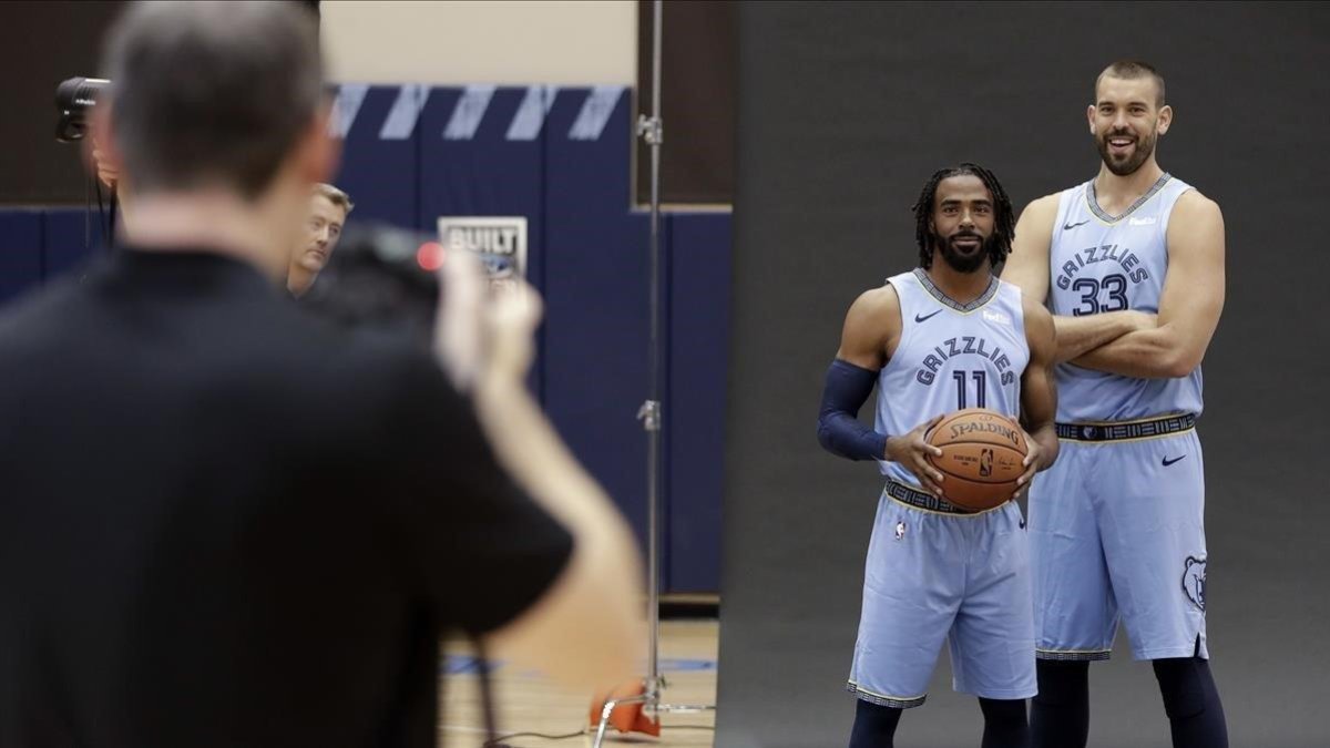Sesión fotográfica para los Grizzlies de Memphis Mike Conley y Marc Gasol.-
