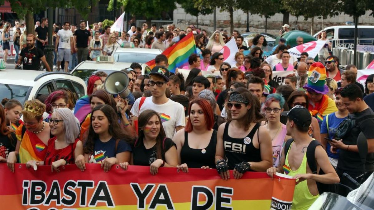 Un momento de la manifestación por las calles de Valladolid.-ICAL