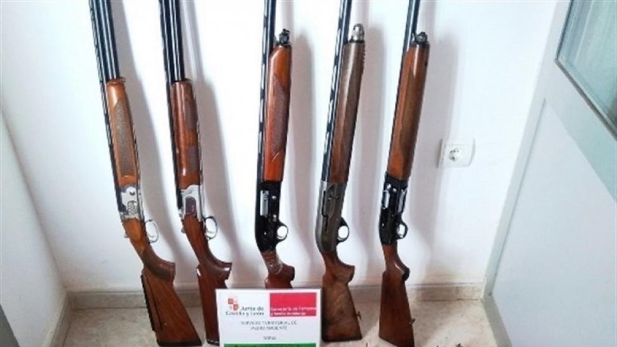 Armas incautadas durante la cacería ilegal.-EUROPA PRESS