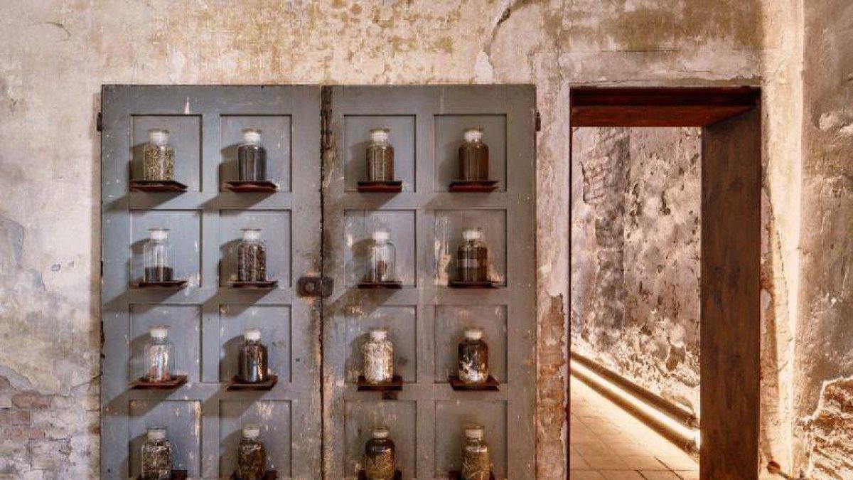 Una instalación con tarros de excrementos que se iluminan en el museo de la Mierda.-Foto: YOUTUBE