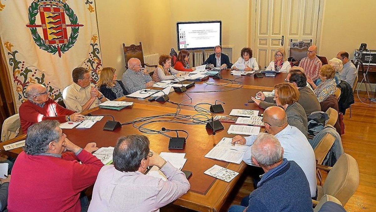 Reunión celebrada ayer por el Consejo de Mayores en el Ayuntamiento.-E. M.