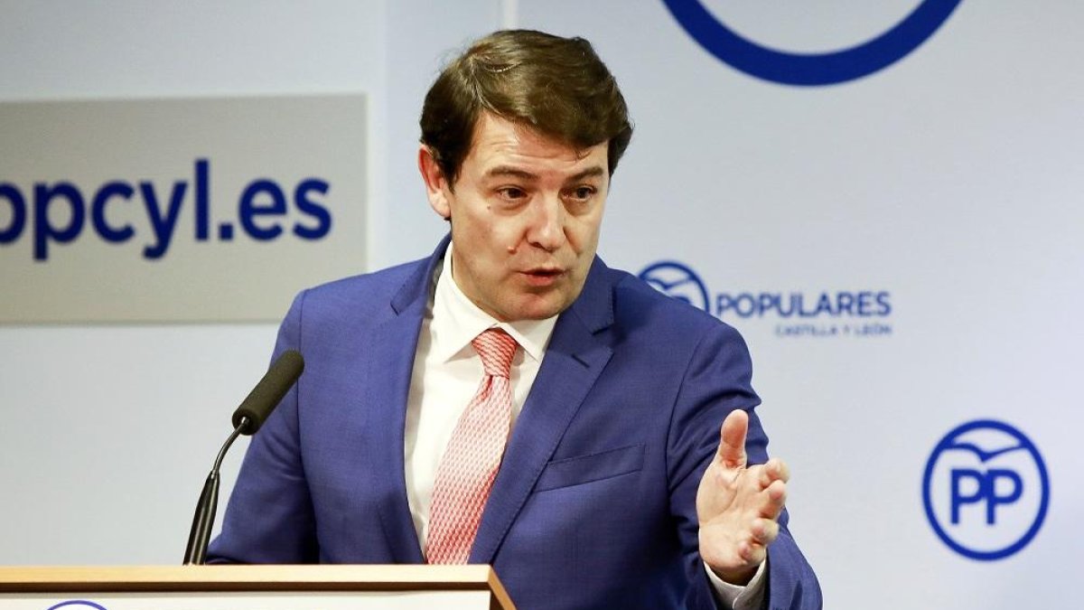 Alfonso Fernández Mañueco, en un momento de su intervención en la junta directiva autonómica del Partido Popular. - E. M.
