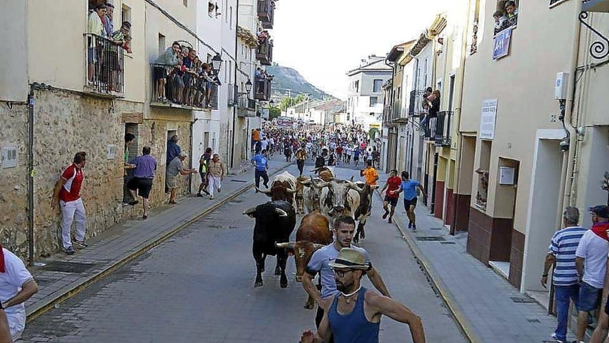 Un momento del encierro de ayer en Peñafiel.-E.M.