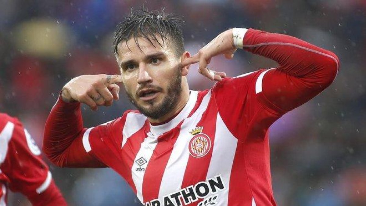 Portu celebra un gol con el Girona.-ICONNA