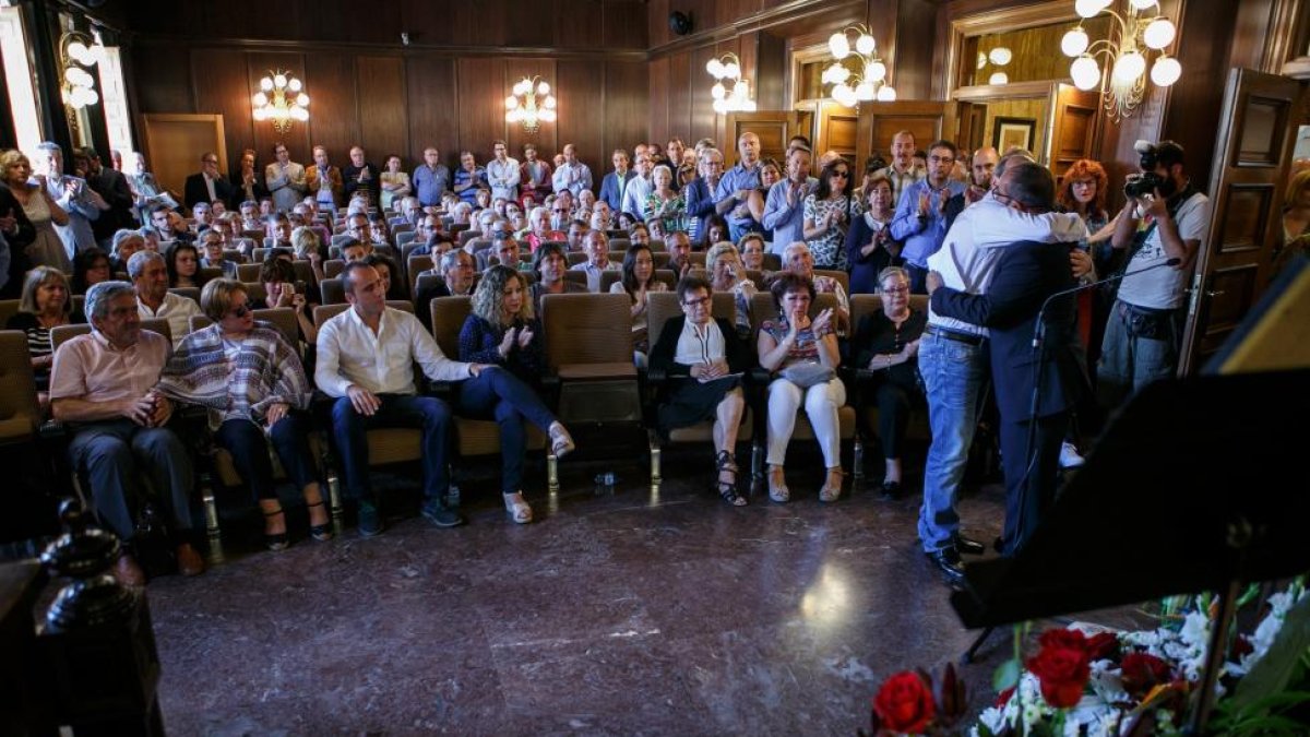 Homenaje en el Ayuntamiento de Soria a Eloísa Alvarez, primera alcaldesa de la ciudad, fallecida ayer.-ICAL