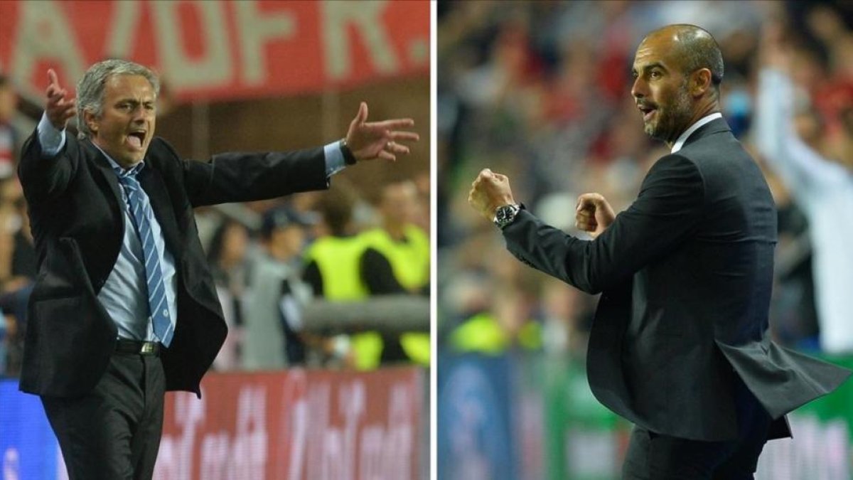 Mourinho y Guardiola, en dos momentos de su carrera.-M. CIZEK / O. ANDERSEN