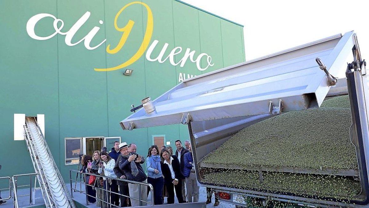 Milagros Marcos, asiste a la Fiesta de la Cosecha Temprana de Oliduero junto a Carlos Moro y el crítico gastronómico Juan Carlos Capel.-ICAL