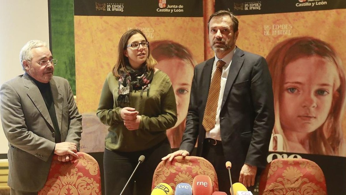 Gonzalo Jiménez, Celia Izquierdo y Javier Ramírez durante la presentación en Lerma del programa de actividades.-R.G.O.