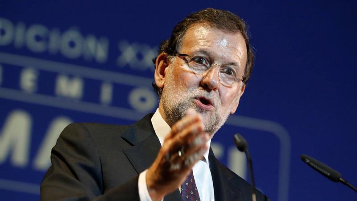 El presidente del Gobierno, Mariano Rajoy, durante su intervención en la entrega de la XXIX edición de los Premios Macael.-EFE