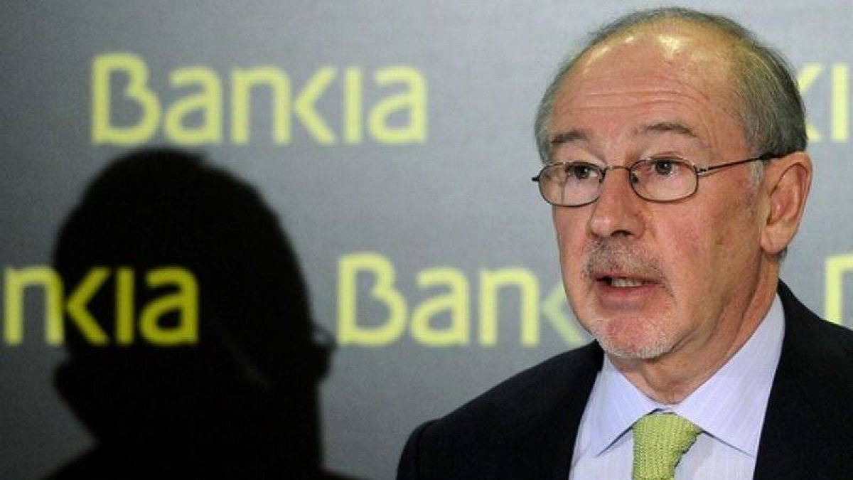 Rodrigo Rato, en una rueda de prensa de presentación de resultados de Bankia, en febrero del 2012.-Foto: AFP / DOMINIQUE FAGET