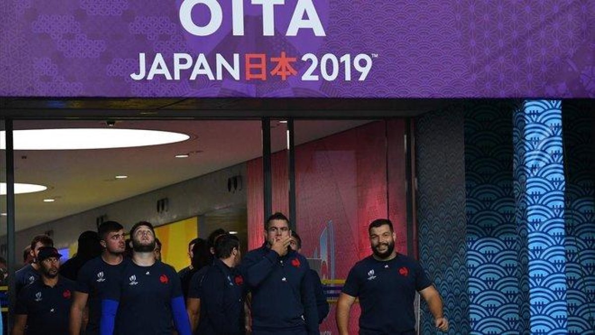 Los jugadores de Francia, en el último entrenamiento en Oita (Japón).-