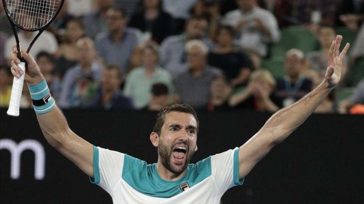 Marin Cilic celebra su clasificación para la final de Australia-DITA ALANGKARA (AP)