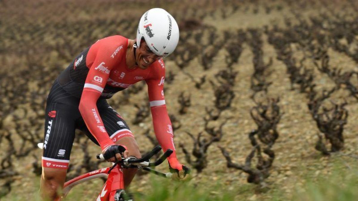Alberto Contador, en pleno esfuerzo.-PHILIPPE LOPEZ / AFP