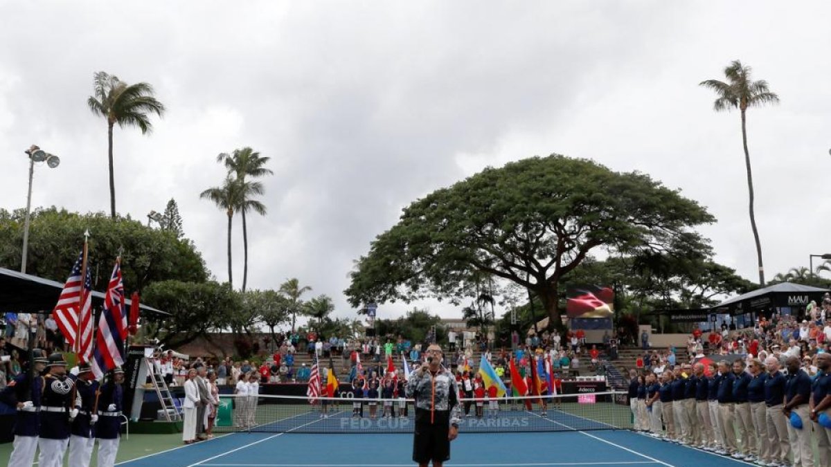 La ceremonia previa al Estados Unidos-Alemania de Copa Federación.-BRUCE ORMORI