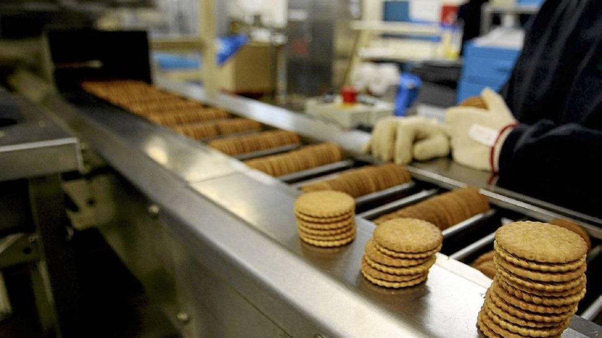 Detalle de la cadena de producción de galletas de la empresa palentina Galletas Gullón-El Mundo