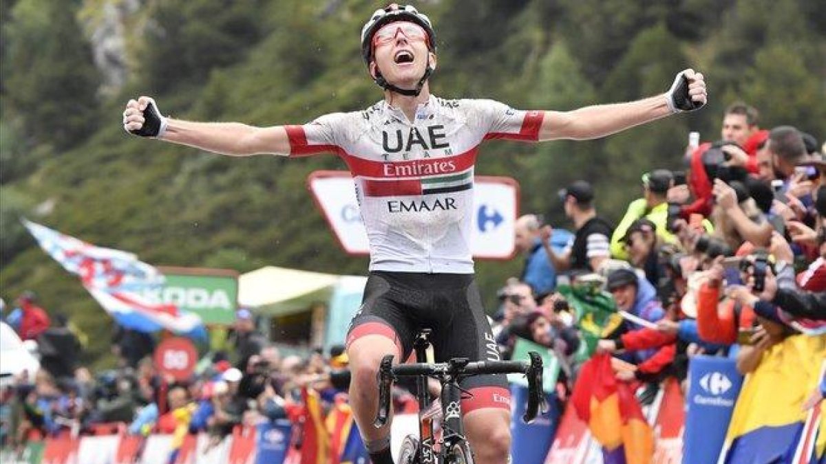 Tadej Pogacar, en su primera victoria en la Vuelta, en Els Cortals d’Encamp (Andorra).-YUZURU SUNADA / DPA
