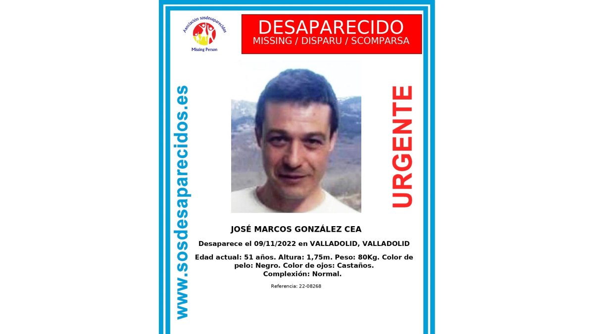 Imagen del hombre desaparecido . SOS DESAPARECIDOS