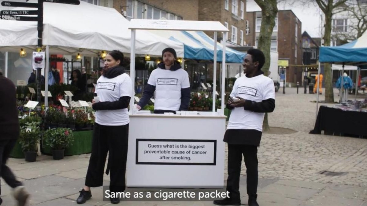 Campaña contra la obesidad en el Reino Unido, este febrero.-
