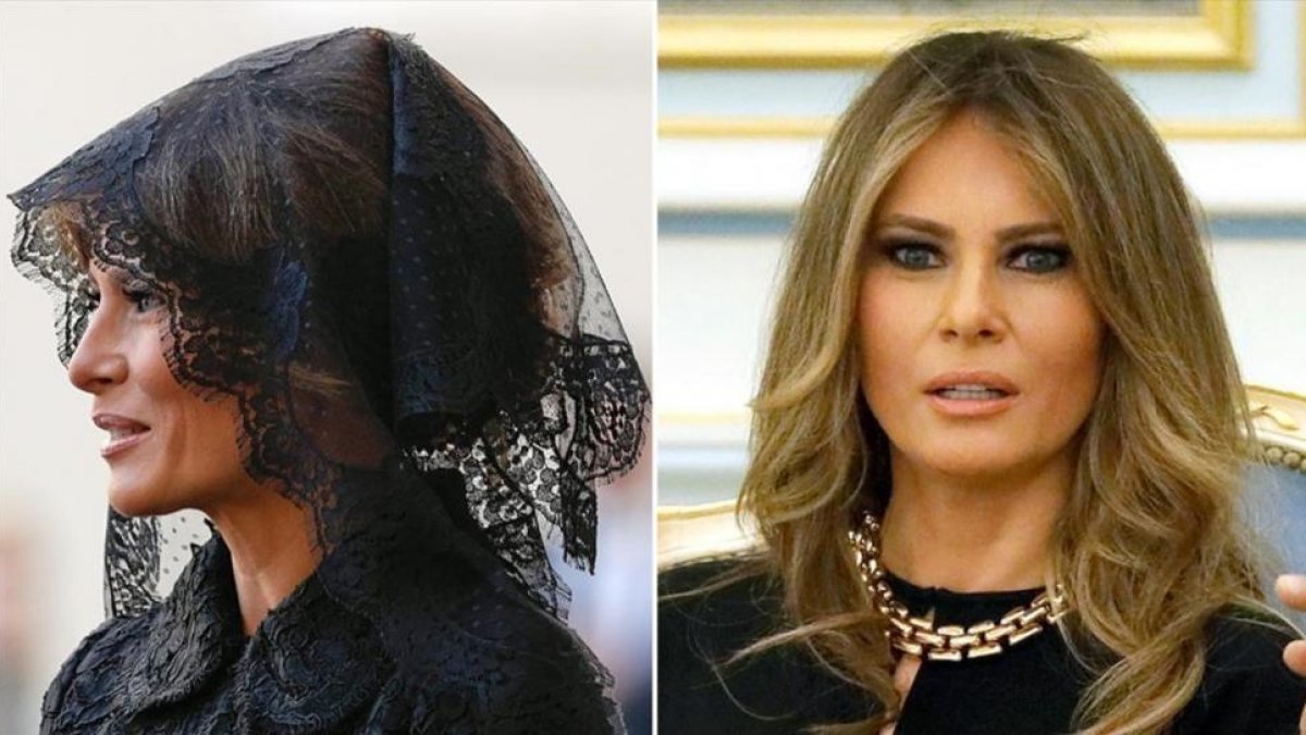 Melania Trump, tapada durante su audiencia con el Papa, y con la cabeza destapada en Arabia Saudí.-
