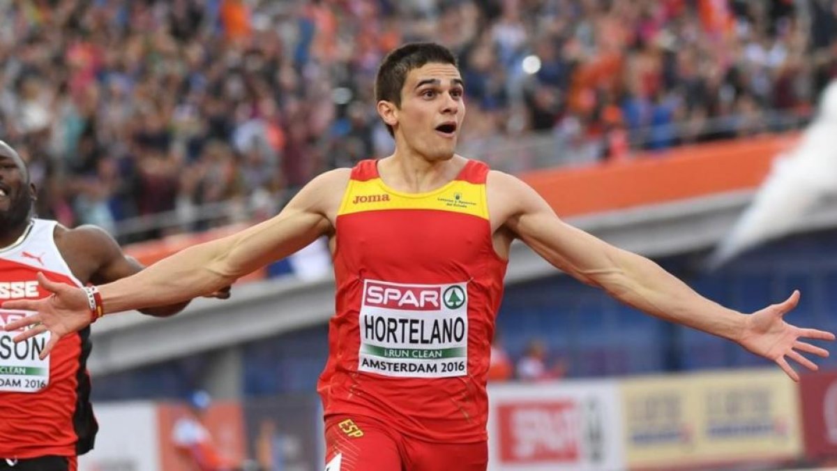 Bruno Hortelano, en la carrera de 200 en la que ganó el campeonato de Europa, en julio pasado-AP