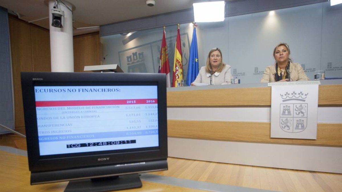 Rueda de prensa posterior al Consejo de Gobierno, en el que han participado la vicepresidenta de la Junta, Rosa Valdeón y la consejera de Hacienda Pilar del Olmo-Ical