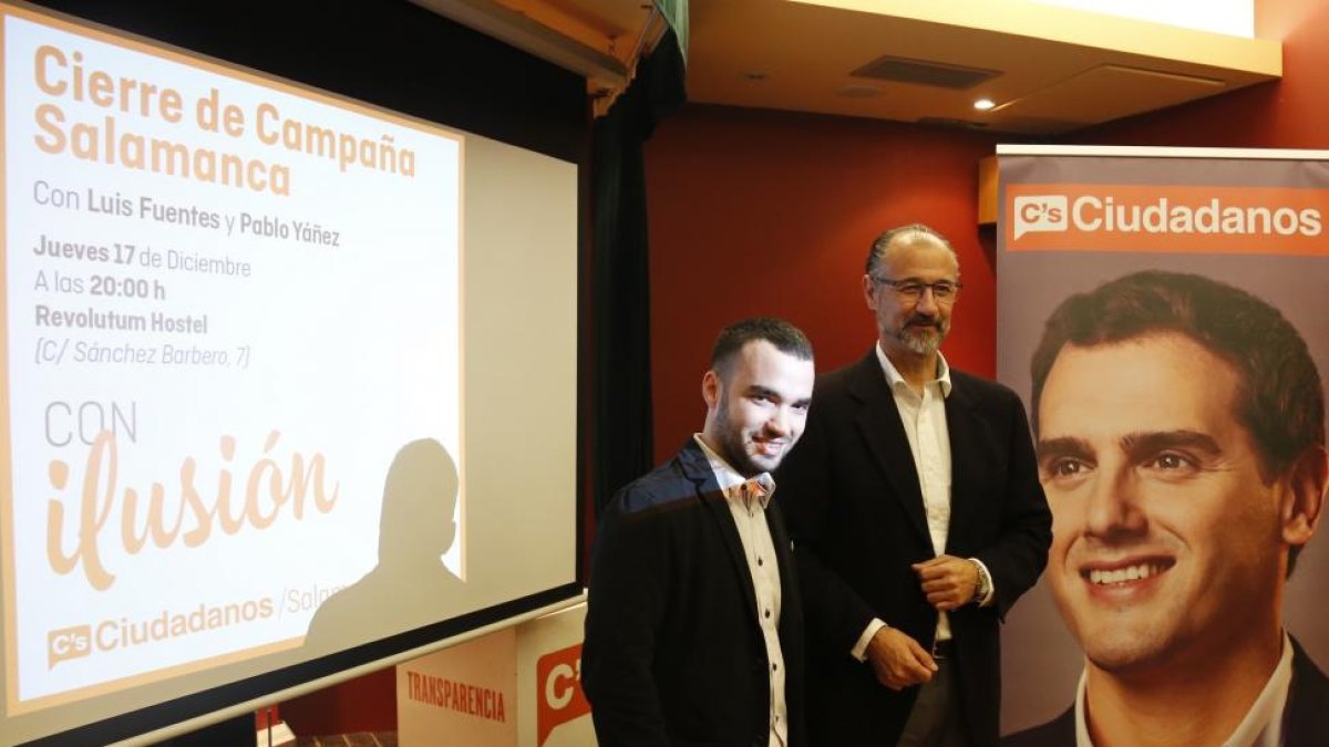 Luis Fuentes y Pablo Yáñez en el acto de cierre de campaña de Ciudadanos en Salamanca-Ical