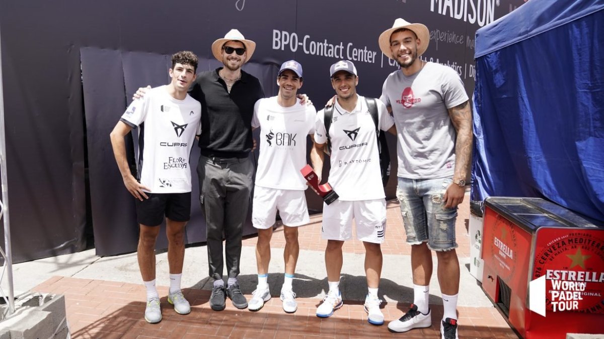 El vallisoletano Arturo Coello, Juancho Hernángomez, la pareja Lebrón-Galán, y Willy en el pasado Máster en Valladolid. / WPT