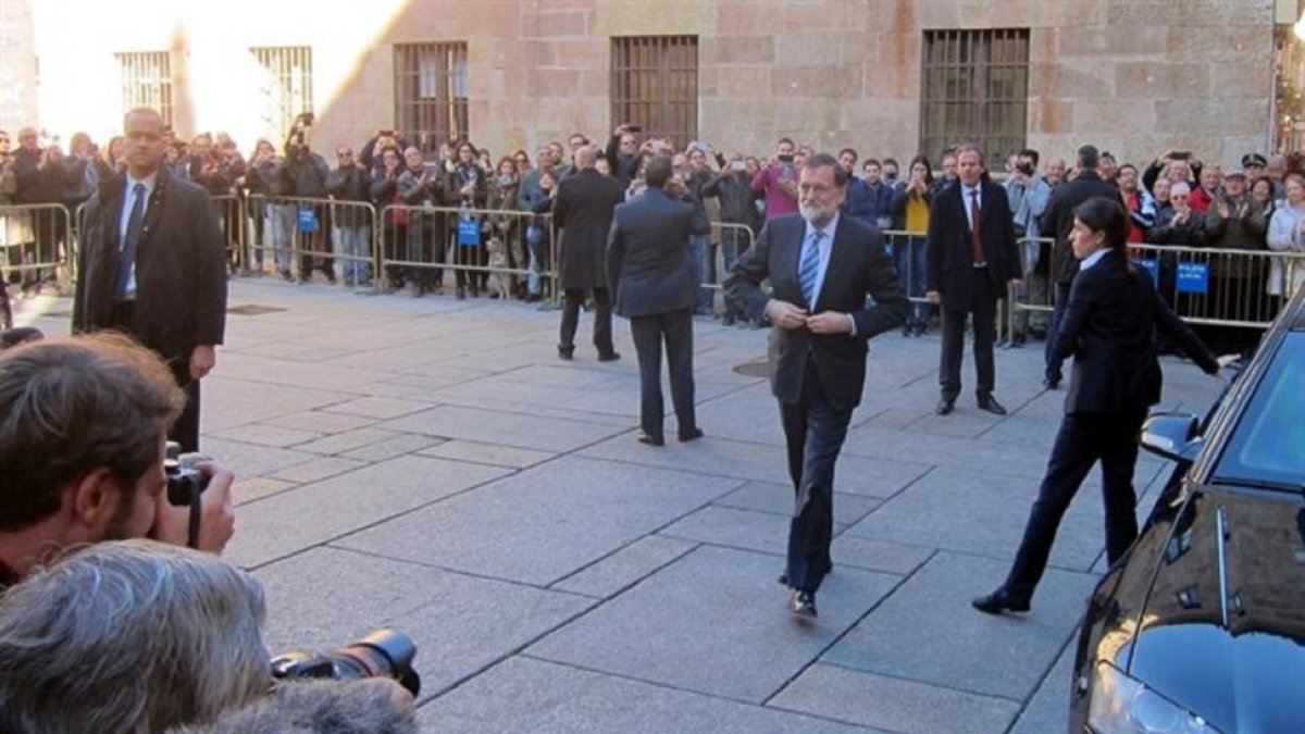Mariano Rajoy, a su llegada a Salamanca.-EUROPA PRESSS