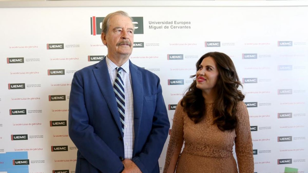 Congreso 'Imagina Cervantes hoy' organizado por la Universidad Europea Miguel de Cervantes. Asisten, el expresidente de México, Vicente Fox, y la rectora de la UEMC, Imelda Rodríguez.-ICAL