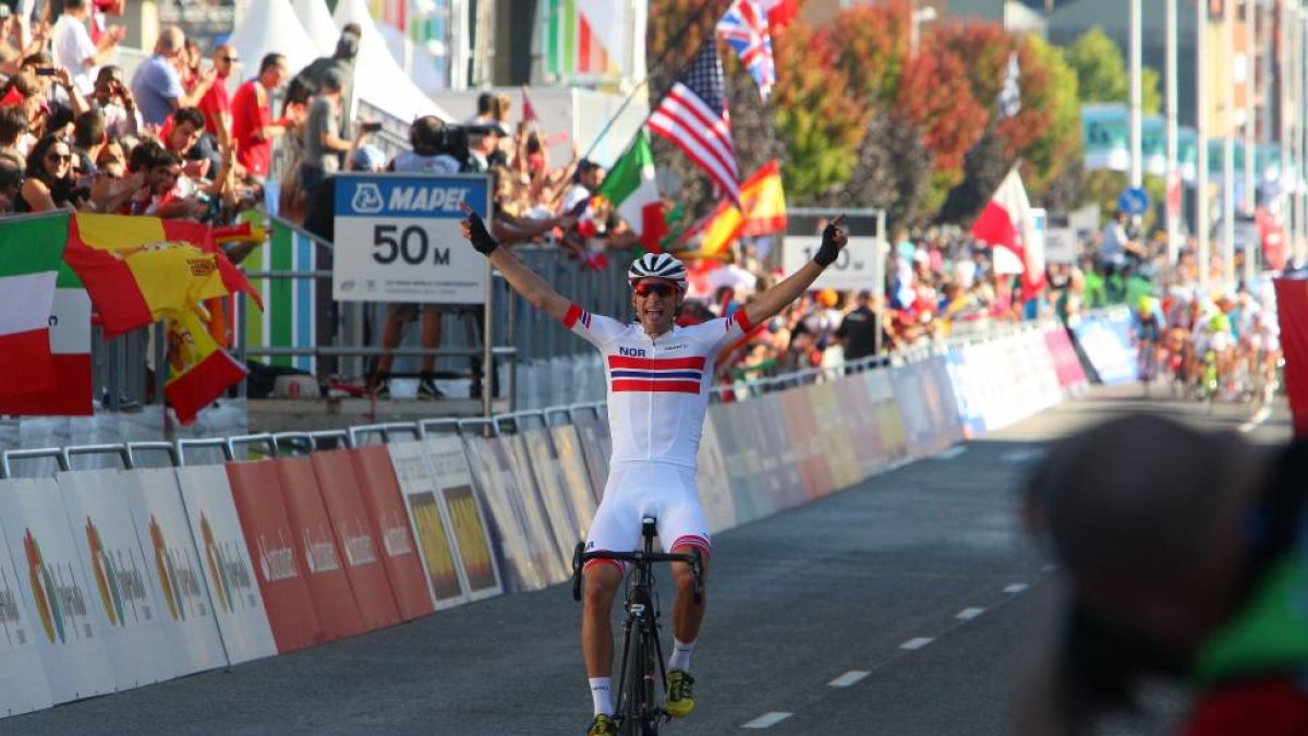 El ciclista noruego Sven Erik Bystrom, se proclama campeón del Mundo en ruta sub 23 en el Mundial de Ciclismo disputado en Ponferrada-Ical