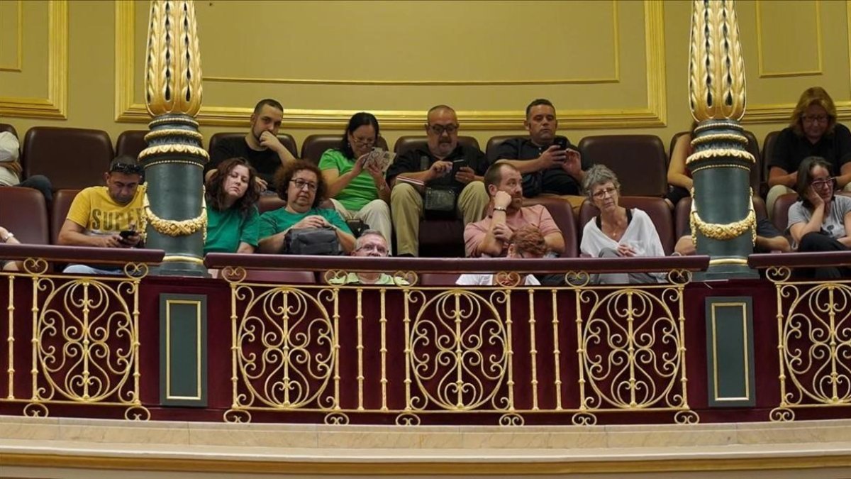 Miembros de la PAH, hoy, en el Congreso-JOSE LUIS ROCA