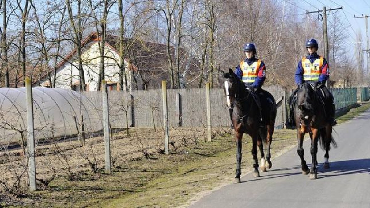 Patrulla húngara en la zona fronteriza con Serbia donde está previsto levantar un muro.-Foto: ZOLTAN GERGLEY / AP