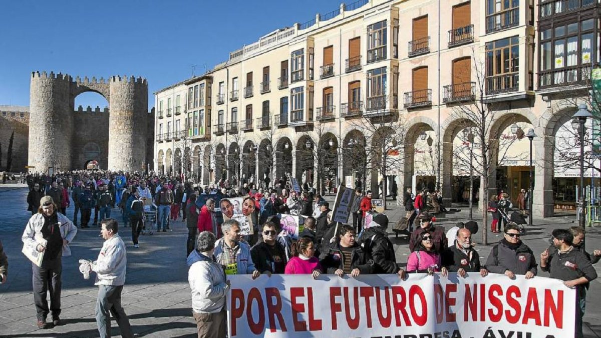 Trabajadores de Nissan de Ávila, en la huelga que protagonizaron en miércoles-M. Martín