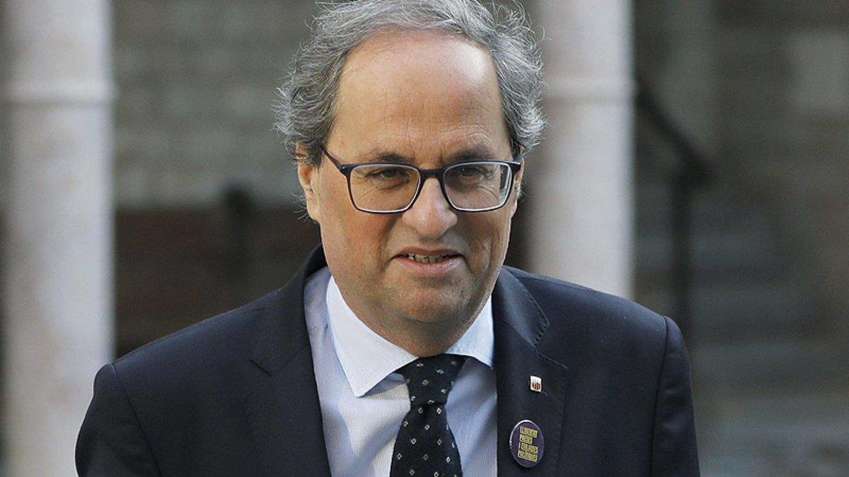 Quim Torra, a su llegada a la reunión del Govern.-ANDREU DALMAU (EFE)