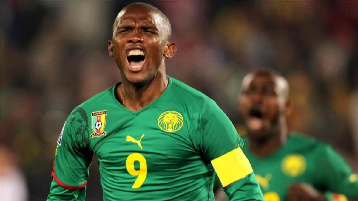 Samuel Etoo durante un partido con la selección de Camerún.-EFE