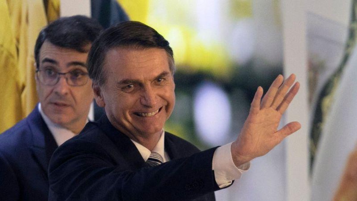 El presidente de Brasil, Jair Bolsonaro, durante un evento en el Parlamento brasileño.-AFP