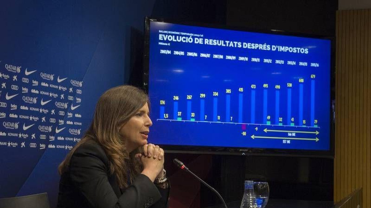 Susana Monje, vicepresidenta económica del Barca, se mostró satisfecha con las cuentas del club catalán-JORDI COTRINA