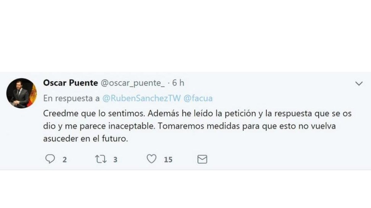 Respuesta del alcalde Oscar Puente en Twitter-TWITTER