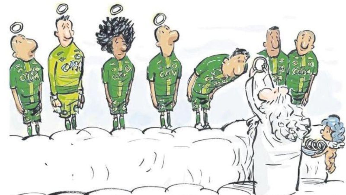 La viñeta con la que 'Olé' homenajea a los fallecidos en el accidente.-OLÉ