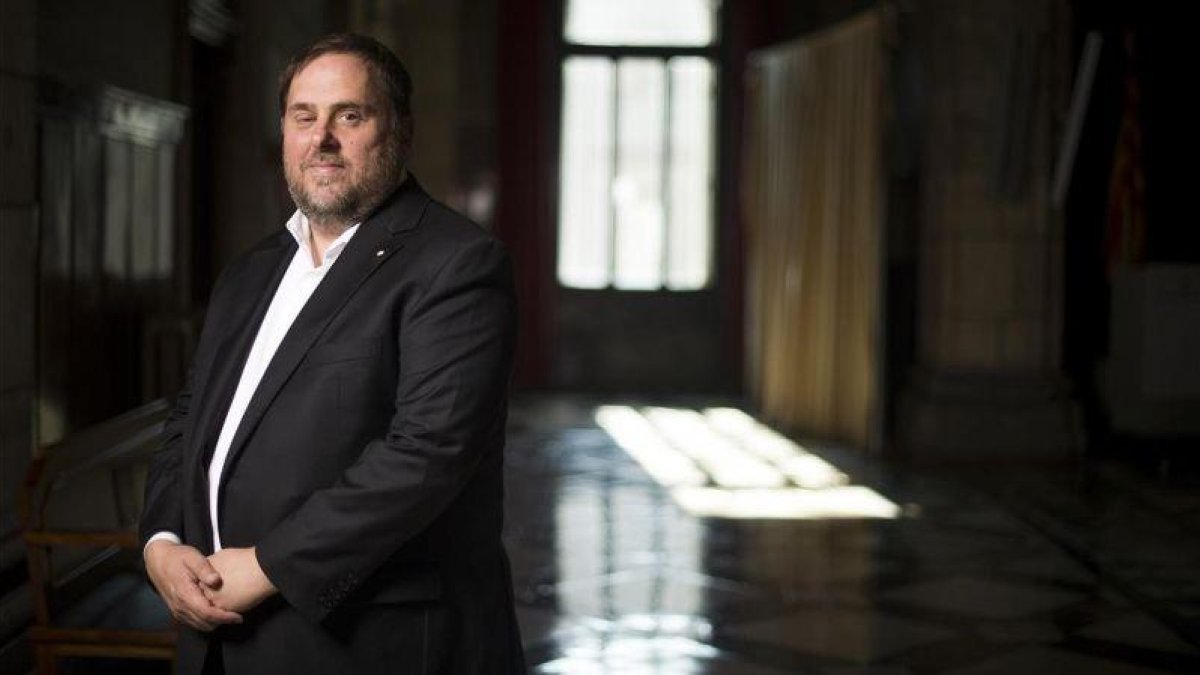 Junqueras, cuando era vicepresidente de la Generalitat, en el Palau, el 20 de septiembre del año pasado.-JORDI COTRINA