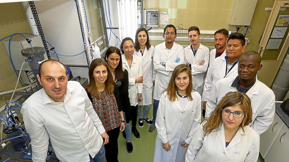 Miembros del equipo de Tratamiento Biológico de Gases y Tecnología de Microalgas del Grupo de Tecnología de la Universidad de Valladolid.-EL MUNDO
