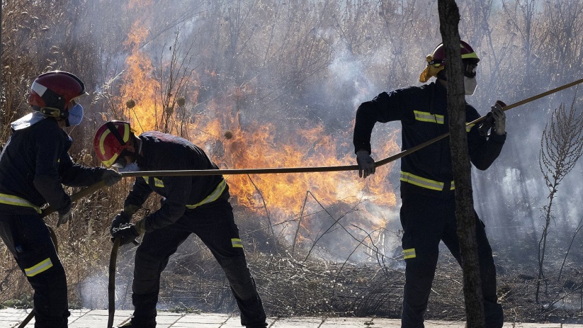 Grupo de bomberos de Valladolid durante una intervención. MIGUEL ÁNGEL SANTOS / PHOTOGENIC.