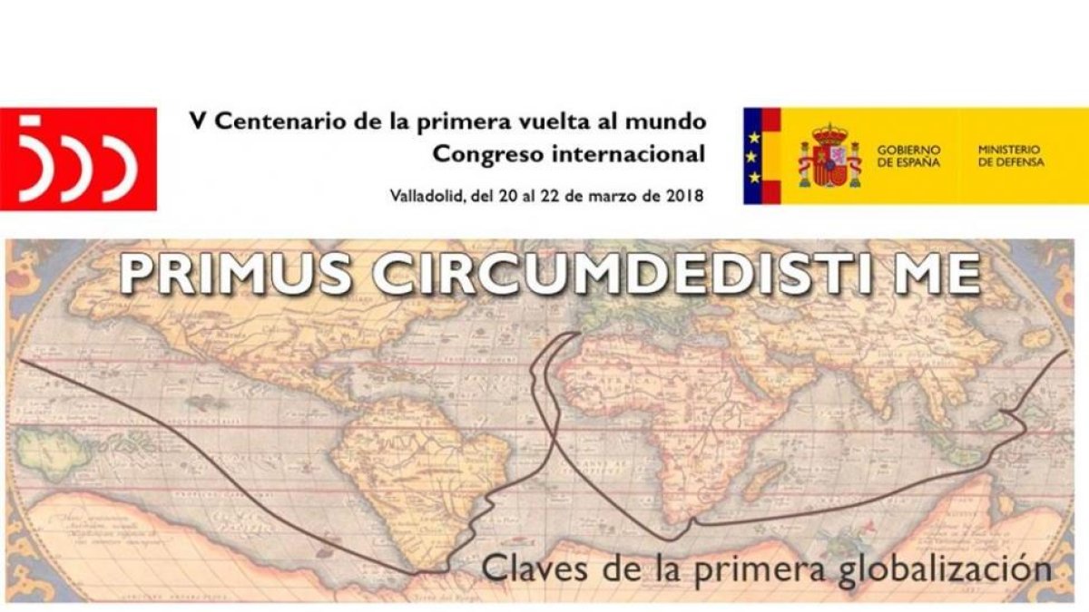 Cartel promocional del Congreso del V Centenario de la Vuelta al Mundo-@adalede_1