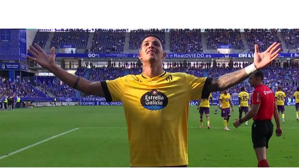 Marcos André celebra el gol en Oviedo. / LALIGA