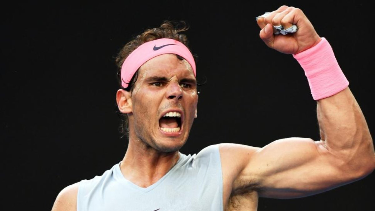 Nadal celebra su victoria ante Schwartzman en el Abierto de Australia, que le permite pasar a cuartos.-EFE / DEAN LEWINS